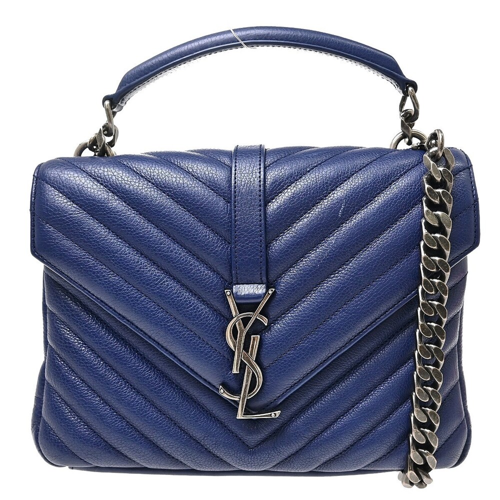 Saint Laurent Classic Monogram College Matelasse Chevron Leather Mini